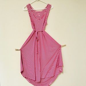 Isabel Maternity Pink & White Striped Midi Dress